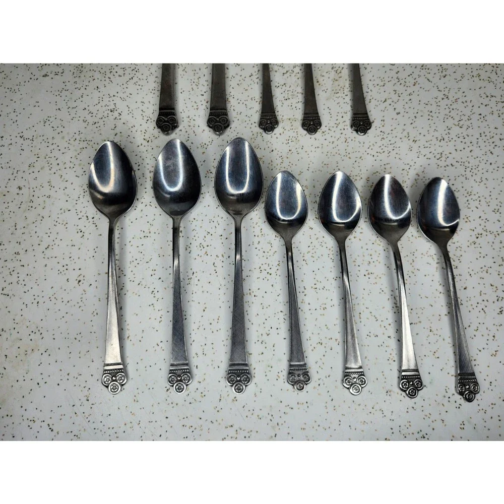 Vtg MCM National COSTA MESA Stainless Flatware JAPAN Spoons Forks Knives 12 Pcs